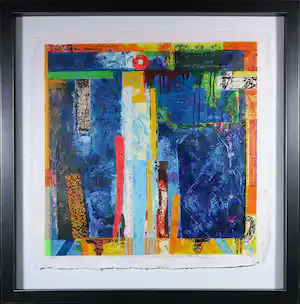 Jos Verwiel - Zeefdruk, Blue Tombe - Ingelijst verkauft für € 41!