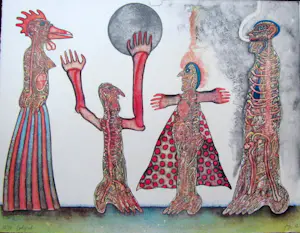 Bernhard Jäger - Prachtige lithografie betiteld 'Endspiel' kaufen? Bieten Sie von 1!