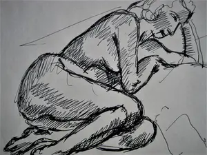 Hubert Bekman - "Nieuwe Haagse school" DRIE inktstudies "liggend Naakt" gesigneerd kopen? Bied vanaf 1!