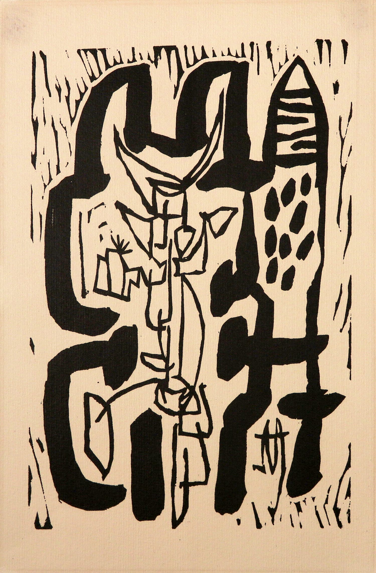 Anton Rooskens - Linosnede, Voorspoedig 1955 kopen? Bied vanaf 70!