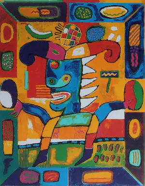 Clemens Briels - Ingelijste zeefdruk: Pineapple man, coconut man, fruitplate man - 1997 kaufen? Bieten Sie von 100!