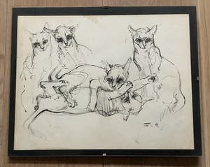 Frits van Eeden - Katten schetsen kopen? Bied vanaf 120!