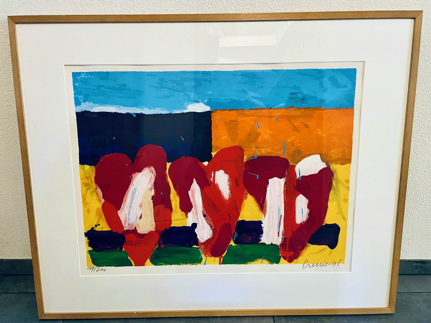 Jan Cremer - Zeefdruk - Tulpen 2 - Ingelijst - art glas kopen? Bied vanaf 340!