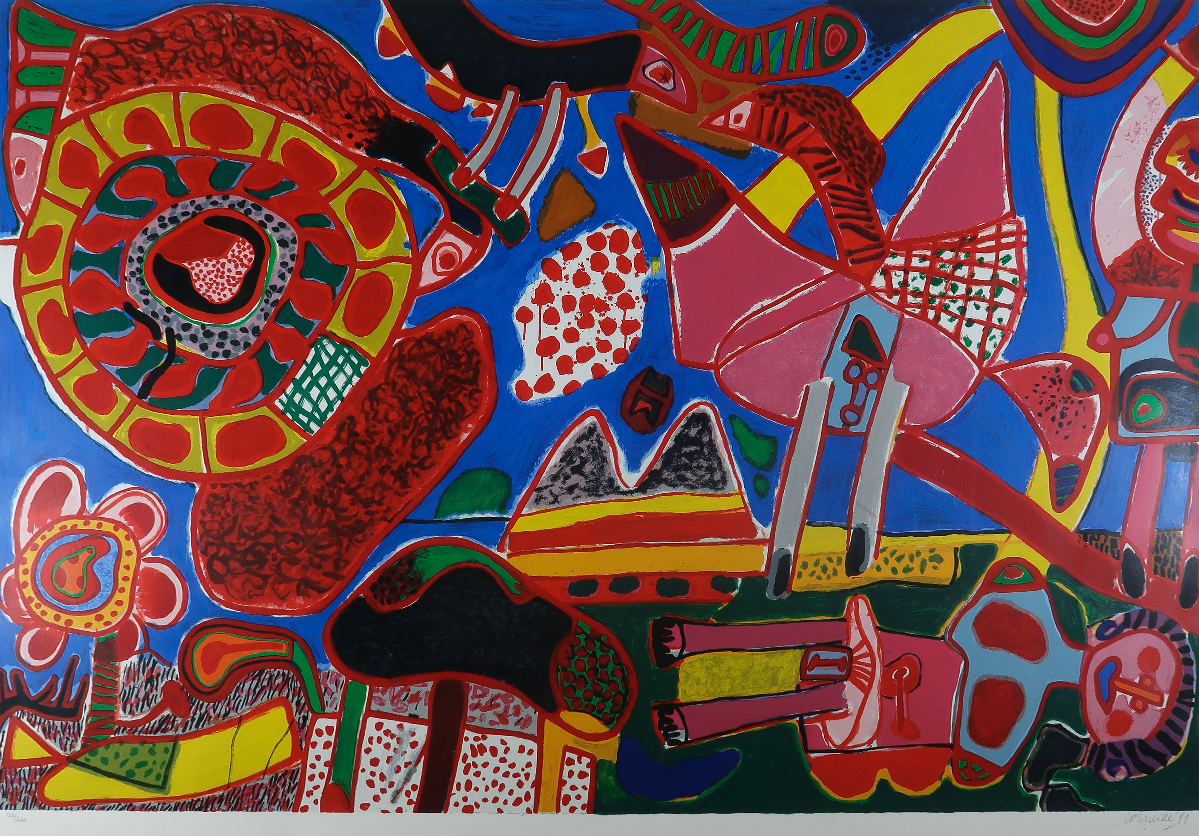 Corneille - Zeefdruk, Le Jardin des Délices - Ingelijst (Zeer groot) kopen? Bied vanaf 850!