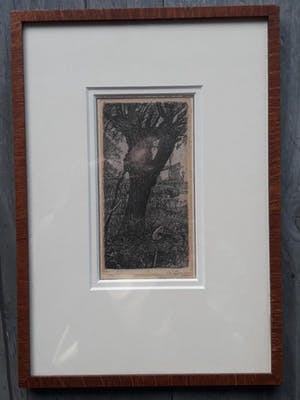 Chris Jansen - Landschap met boom en molen. kopen? Bied vanaf 29!