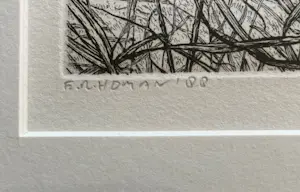 Reinder Homan - Ets, Landschap met riet in de polder ‘88 kopen? Bied vanaf 65!