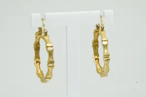 50- Fraaie & massieve set 18Krt geel gouden - bamboe model - oorsieraden kopen? Bied vanaf 395!
