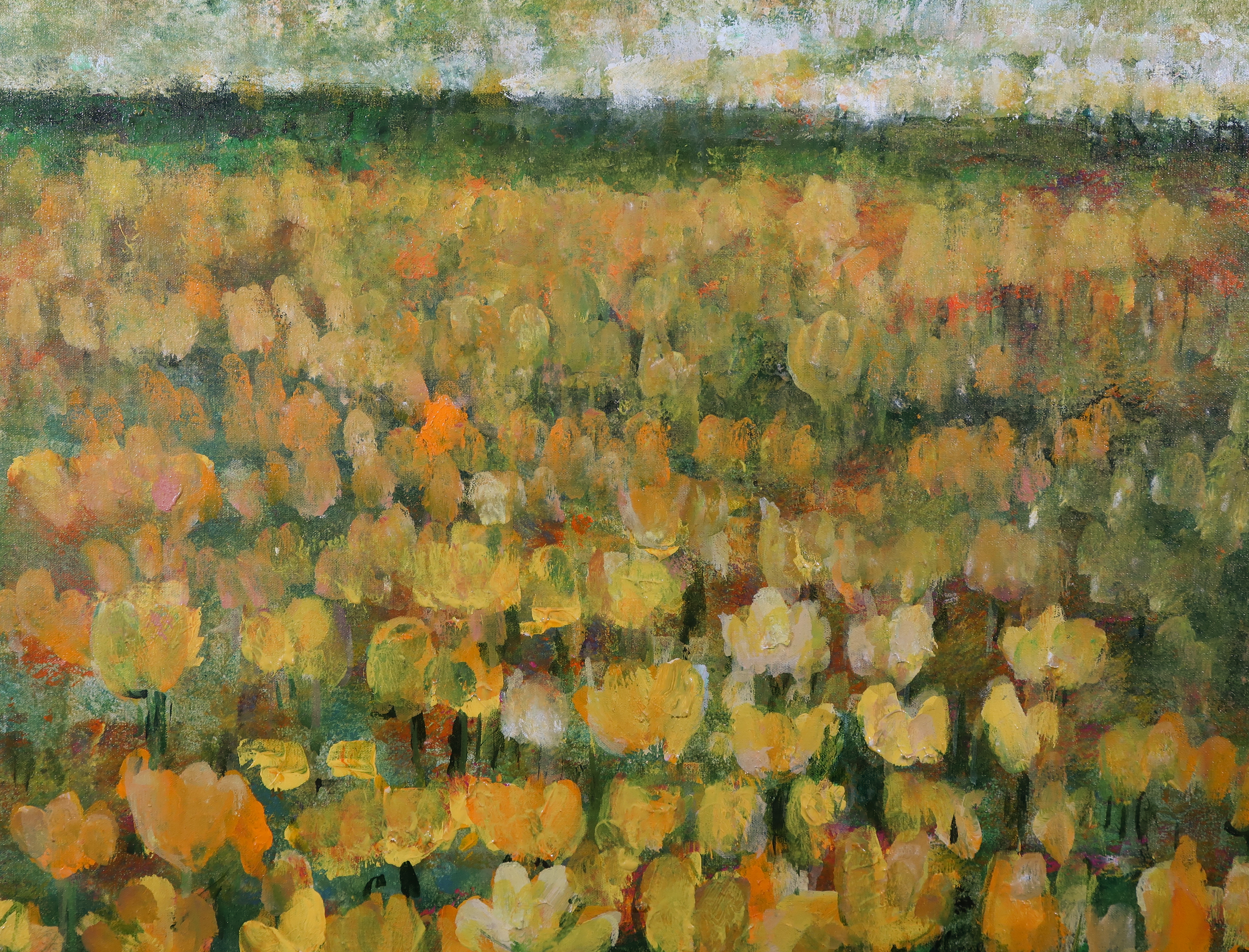 Maya Wildevuur - Olieverf op doek, Veld met bloemen - Ingelijst kopen? Bied vanaf 350!