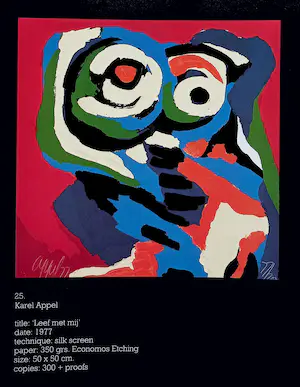 Karel Appel - Leef met mij, zeefdruk kopen? Bied vanaf 1100!