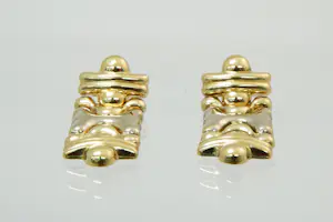 17 - Zo goed als nieuw paar 18krt bicolor gouden -flexibele schakel- oorstekers kopen? Bied vanaf 350!