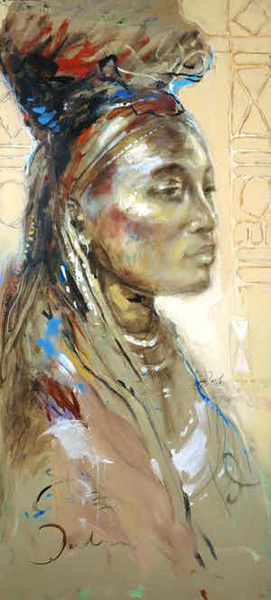 Jochum Bakker - Acryl op doek, Krijger (Groot) verkocht voor € 250!