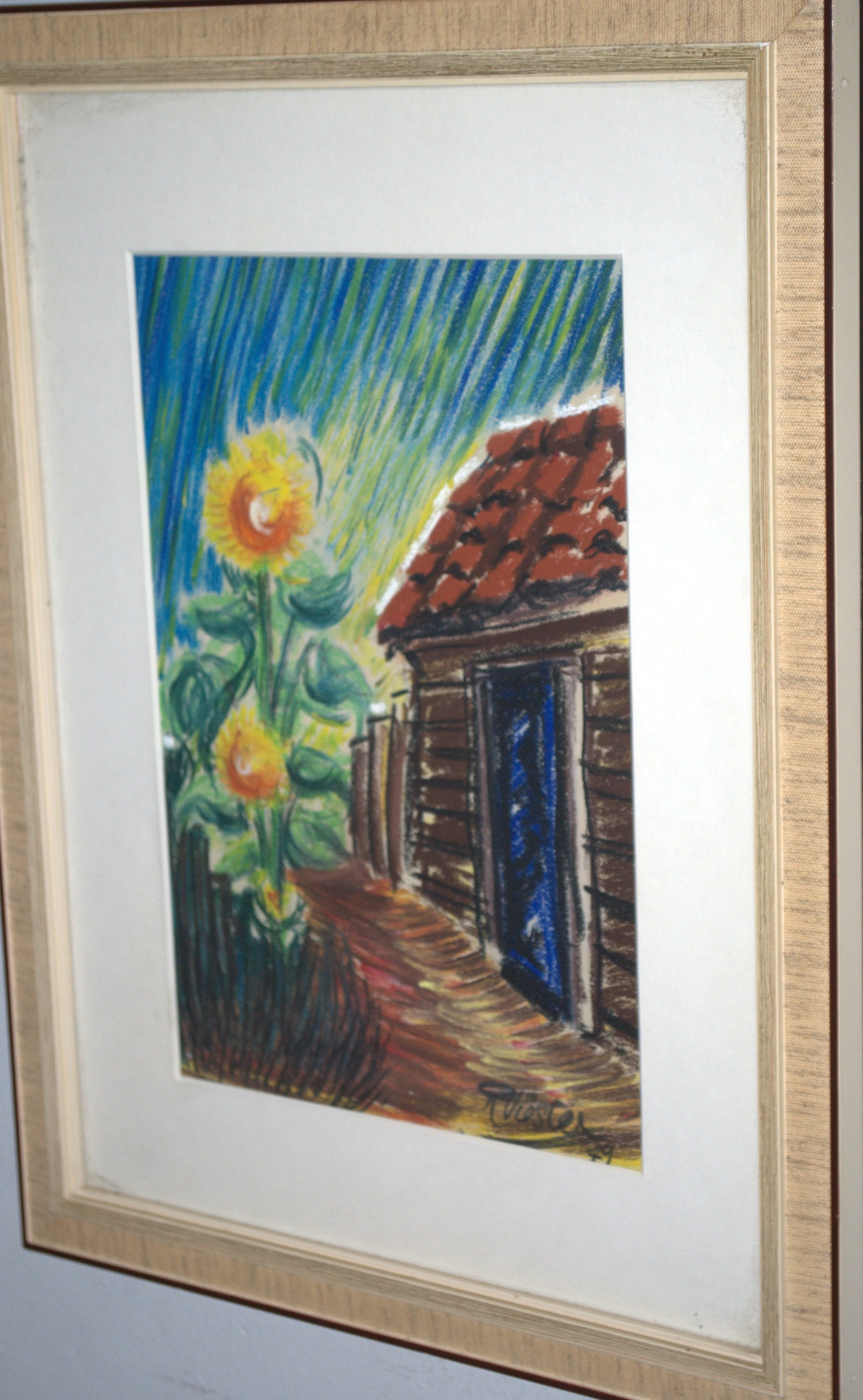 Jos Viester - zonnebloemen bij een schuur 1949 -Jos Viëster, Bergense School kopen? Bied vanaf 30!