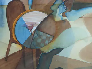 Edwin Engels - Ingelijste aquarel , Landschap – 1975 – Lijst, 97 x 68 cm. kopen? Bied vanaf 60!