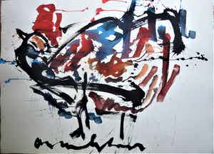 Anton Heyboer - De oervogel Krachtige schildering . verkocht voor € 350!