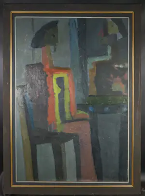 Niet of onleesbaar gesigneerd - Olieverf op doek, Zittend figuur - Ingelijst (Zeer groot) kopen? Bied vanaf 1!