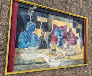 Jean-Christophe Donnadieu - Mega groot olieverf "nature morte aux buste bleu" gesigneerd kopen? Bied vanaf 91!