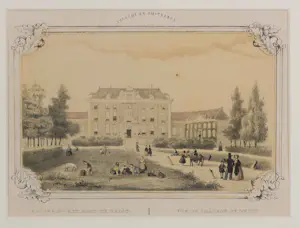 Niet of onleesbaar gesigneerd - Litho, Utrecht en omstreken - Gezigt op het Slot te Zeist - Ingelijst kopen? Bied vanaf 20!