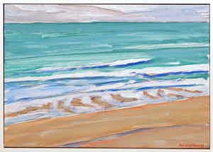 Paul Overhaus - Acryl op board, Groene zee verkocht voor € 50!