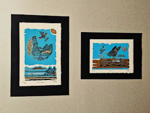 Bart Filet - twee (2) kleuren Litho's "aardevogel" en "de reis" - potloodgesigneerd kopen? Bied vanaf 37!