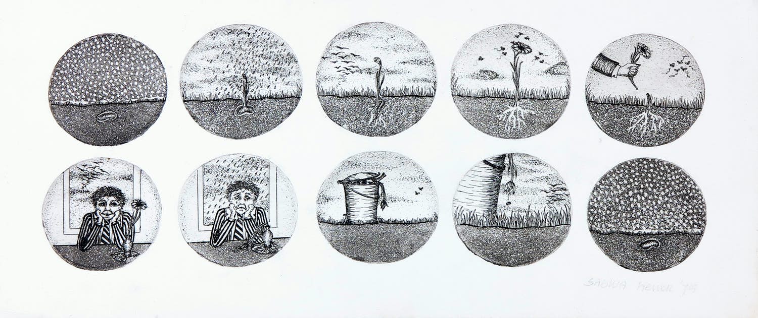 Saskia Heuer - Ets, Zonder titel verkocht voor € 35!