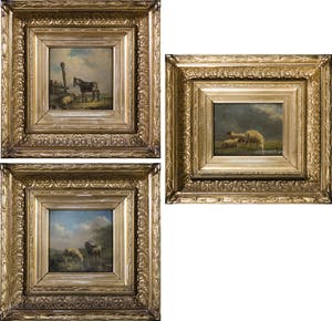 Johannes Carolus Roodenburg - Lot van drie paneeltjes met dieren kopen? Bied vanaf 500!