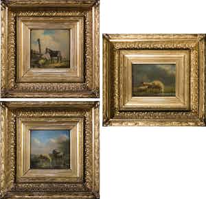 Johannes Carolus Roodenburg - Lot van drie paneeltjes met dieren verkocht voor € 500!
