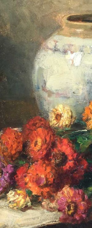 Willem van Nieuwenhoven - C3842-3, stilleven met bloemen en gemberpot kopen? Bied vanaf 450!