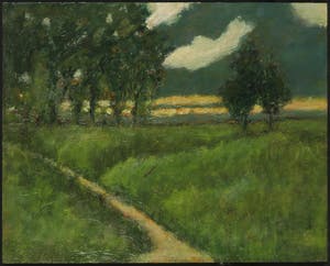 Pieter Haan - Acryl op board, Lot van vier voorstellingen in thema landschap kopen? Bied vanaf 1!