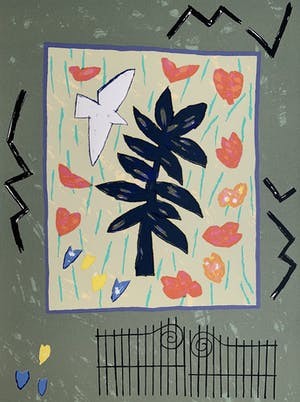 Harrie Gerritz - kleurenzeefdruk | 'Boom van de witte kraai' | 1987 kopen? Bied vanaf 100!