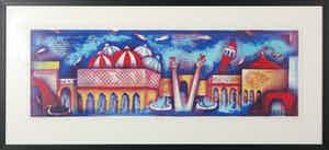 Marianne Aulman - Zeefdruk, Viaggio Mondo III - Ingelijst verkocht voor € 35!