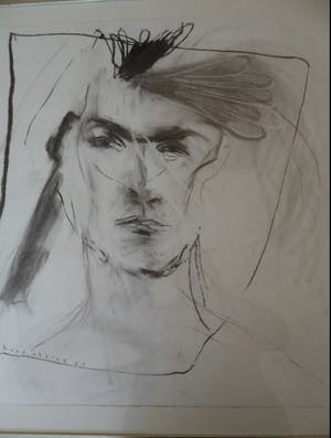 Hans Abbing - Houtskool tekening van een gezicht kopen? Bied vanaf 50!