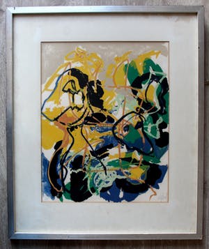 Karel Appel - ingelijste litho: A beast drawn man - 1961 - oplage: slechts 75 stuks! kopen? Bied vanaf 750!