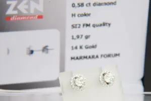 111 - Mooie set 14krt witgoud en diamanten choker en diamanten oorstekers kopen? Bied vanaf 600!