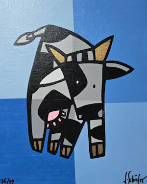 Jacqueline Schäfer - lot van 2 koeien zeefdrukken kopen? Bied vanaf 50!