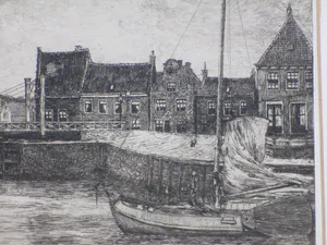 Ids Wiersma - Friese havenstad met driemaster - Ets kopen? Bied vanaf 140!