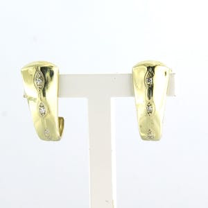 BWG gele oorbellen met single cut geslepen diamant 0,03ct - F/G - VS/SI kopen? Bied vanaf 65!