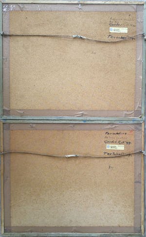 Niet of onleesbaar gesigneerd - 2x landschap Terschelling | 2x olieverf schilderijen (ingelijst) kopen? Bied vanaf 1!