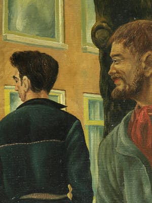 Niet of onleesbaar gesigneerd - Olieverf op doek , Op een gracht in Amsterdam – ingelijst - 1958 kopen? Bied vanaf 1!