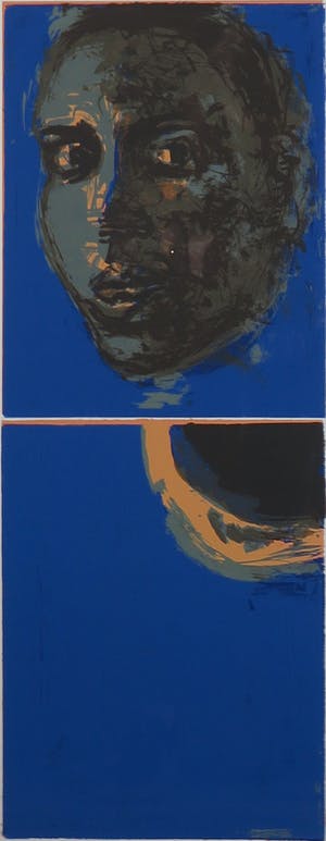 Mulugeta Tafesse - Zeefdruk, The blue-look II - Ingelijst kopen? Bied vanaf 1!