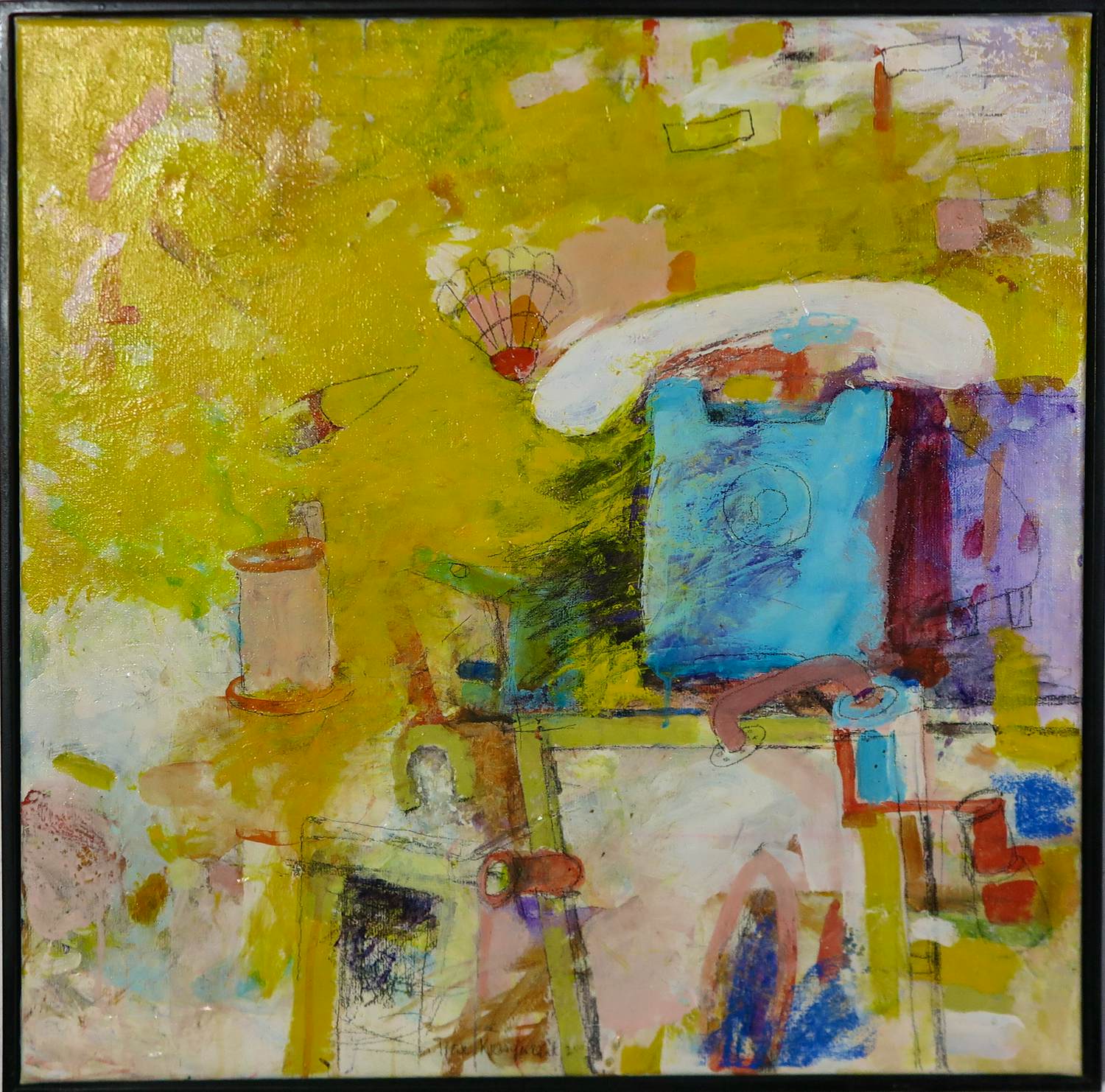 Henk Kraayenzank - Gemengde techniek (olieverf, potlood) op doek, Zonder titel - Ingelijst kopen? Bied vanaf 150!