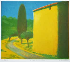 Elmar Gille - Elmar Gille, Reliëfdiepdruk, Op weg naar Pienza verkocht voor € 45!