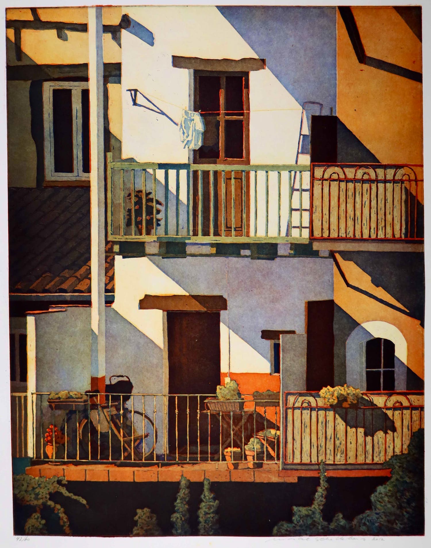 Marcel Schellekens - Kleurenets, Villeneuf sur Lot (Groot) verkocht voor € 150!