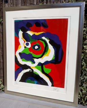 Karel Appel - Green head, zeefdruk (mooi ingelijst, groot) kopen? Bied vanaf 1695!