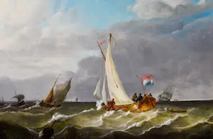 Johannes Christiaan Schotel - Aan de wind op woelig water kopen? Bied vanaf 7500!