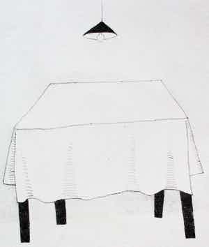 Klaas Gubbels - Litho: Tafel met lamp - 1979 verkocht voor € 175!