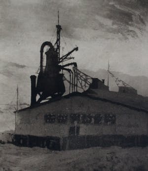 Frederika Broeksmit - Ets/Aquatint: Vuurtoren en vissersboot te Katwijk kopen? Bied vanaf 45!