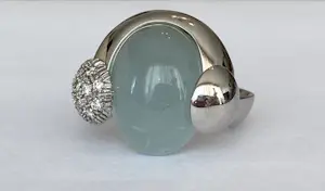 Talento Italiano designer 18 KT witgouden ring met aquamarijn en diamanten kopen? Bied vanaf 900!
