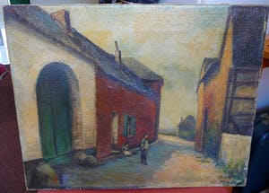 Arthur Nols - Dorpsgezicht in de grensstreek -olieverf- kopen? Bied vanaf 65!