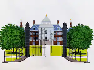 Sees Vlag - Grote -1982- Zeefdruk -paleis huis ten Bosch - potloodgesigneerd verkauft für € 42!