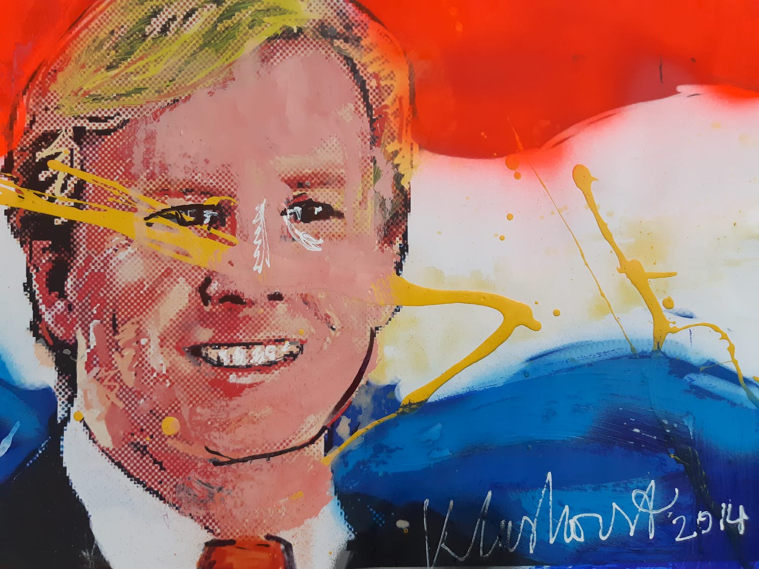 Peter Klashorst - Gemengde techniek - Willem Alexander - Handgesigneerd !!! verkocht voor € 59!